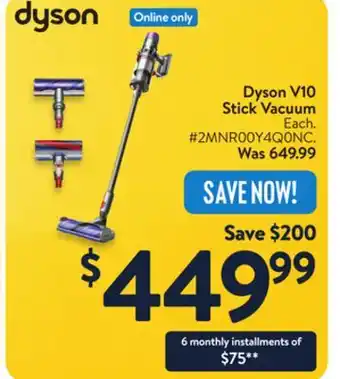 Walmart Dyson V10 Stick Vacuum offer