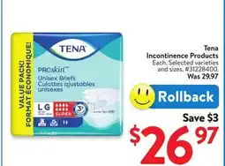 Walmart Tena Incontinence Products offer