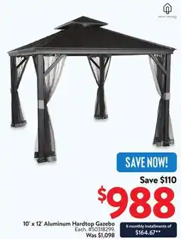 Walmart 10 x 12' Aluminum Hardtop Gazebo offer