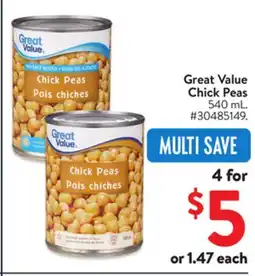 Walmart Great Value Chick Peas offer