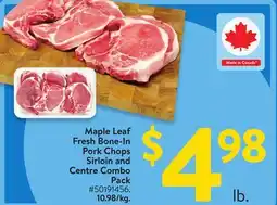 Walmart Maple Leaf Fresh Bone-In Pork Chops Sirloin and Centre Combo Pack offer