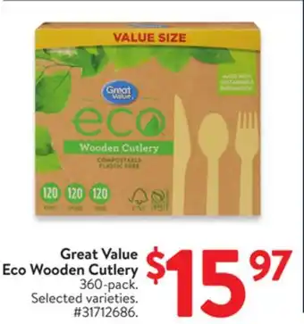 Walmart Great Value Eco Wooden Cutlery offer