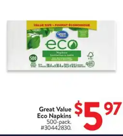 Walmart Great Value Eco Napkins offer