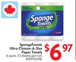 Walmart SpongeTowels Ultra Choose-A-Size Paper Towels offer