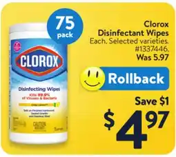 Walmart Clorox Disinfectant Wipes offer