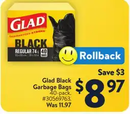 Walmart Glad Black Garbage Bags offer