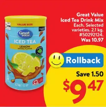 Walmart Great Value Iced Tea Drink Mix offer