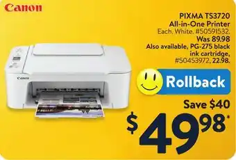 Walmart PIXMA TS3720 All-in-One Printer offer