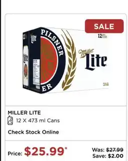 The Beer Store MILLER LITE offer