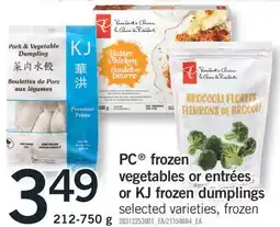 Fortinos PC FROZEN VEGETABLES OR ENTRÉES OR KJ FROZEN DUMPLINGS, 212-750 G offer