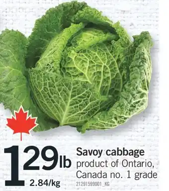 Fortinos SAVOY CABBAGE offer