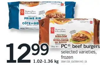 Fortinos PC BEEF BURGERS, 1.02-1.36 KG offer