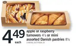 Fortinos APPLE OR RASPBERRY TURNOVERS 4'S OR MINI ASSORTED DANISH PASTRIES 8'S offer