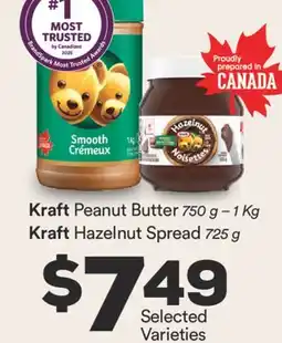 Fortinos KRAFT PEANUT BUTTER, 750 G-1 KG, KRAFT HAZELNUT SPREAD, 725 G offer