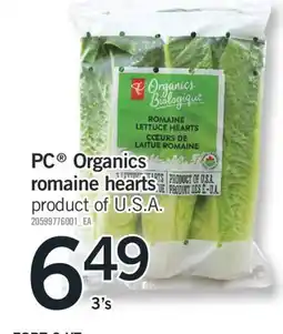 Fortinos PC ORGANICS ROMAINE HEARTS, 3'S offer