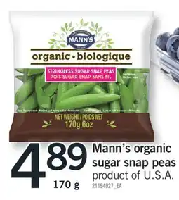 Fortinos MANN'S ORGANIC SUGAR SNAP PEAS, 170 G offer