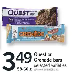 Fortinos QUEST OR GRENADE BARS, 58-60 g offer