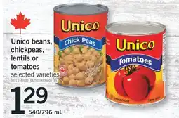 Fortinos UNICO BEANS, CHICKPEAS, LENTILS OR TOMATOES, 540/796 ML offer