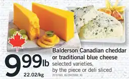 Fortinos Balderson Canadian cheddar or traditional blue cheese offer