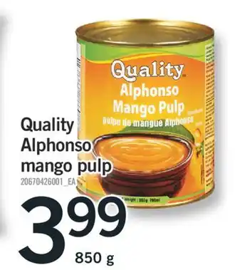 Fortinos QUALITY ALPHONSO MANGO PULP, 850 G offer