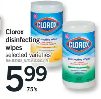 Fortinos CLOROX DISINFECTING WIPES, 75'S offer