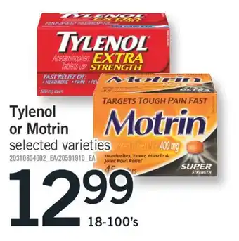 Fortinos TYLENOL OR MOTRIN, 18-100's offer