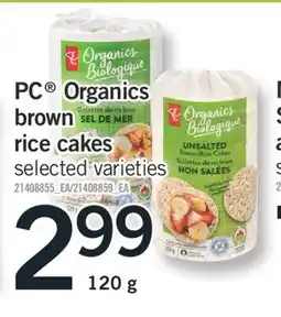 Fortinos PC ORGANICS BROWN RICE CAKES, 120g offer