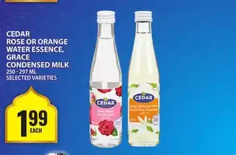 Food Basics CEDAR ROSE OR ORANGE WATER ESSENCE, GRACE CONDENSED MILK offer