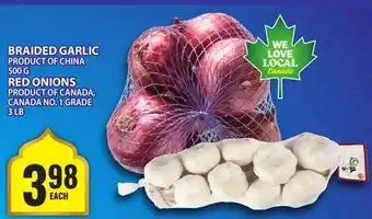 Food Basics BRAIDED GARLIC OR RED ONIONS offer