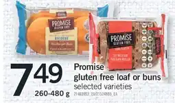 Fortinos PROMISE GLUTEN FREE LOAF OR BUNS, 260-480 G offer