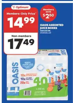 Real Canadian Superstore OASIS ASSORTED JUICE BOXES, 40X200 ML offer