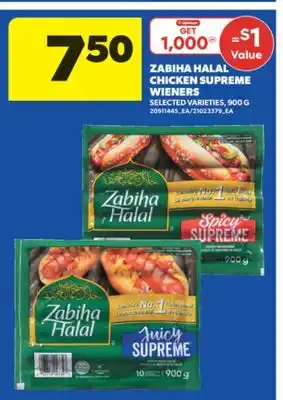 Real Canadian Superstore ZABIHA HALAL CHICKEN SUPREME WIENERS, 900 G offer