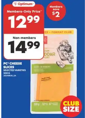 Real Canadian Superstore PC CHEESE SLICES, 500 G offer