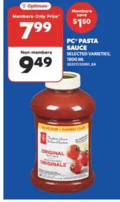 Real Canadian Superstore PC PASTA SAUCE, 1800 ML offer