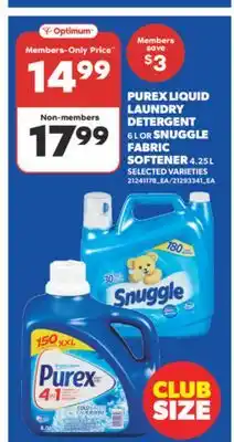 Real Canadian Superstore PUREX LIQUID LAUNDRY DETERGENT 6 L OR SNUGGLE FABRIC SOFTENER 4.25 L offer