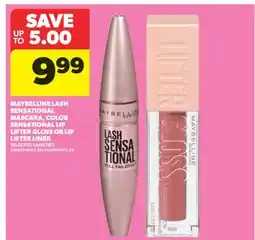 Real Canadian Superstore MAYBELLINE LASH SENSATIONAL MASCARA, COLOR SENSATIONAL LIP LIFTER GLOSS OR LIP LIFTER LINER offer