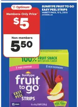 Real Canadian Superstore SUNRYPE FRUIT TO GO EASY PEEL STRIPS VARIETY PACK, 15' S, 210 G offer