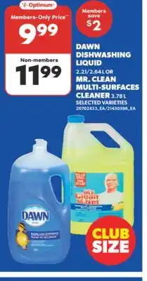 Real Canadian Superstore DAWN DISHWASHING LIQUID 2.21/2.64 L OR MR. CLEAN MULTI-SURFACES CLEANER 3.78 L offer