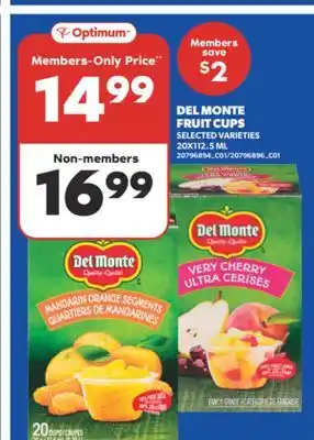 Real Canadian Superstore DEL MONTE FRUIT CUPS, 20X112 ML offer