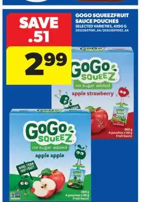 Real Canadian Superstore GOGO SQUEEZFRUIT SAUCE POUCHES, 4X90 G offer