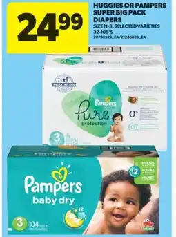 Real Canadian Superstore HUGGIES OR PAMPERS SUPER BIG PACK DIAPERS,32-108'S offer