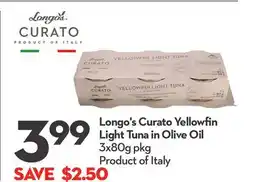 Longo's Curato Yellowfin Light Tuna in Olive Oil offer