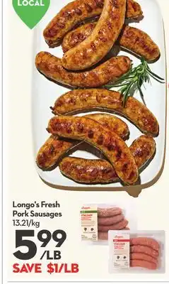 Longo's Fresh Pork Sausages offer