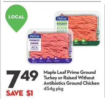 Longo's Prime Ground Turkey or Raised Without Antibiotics Ground Chicken offer