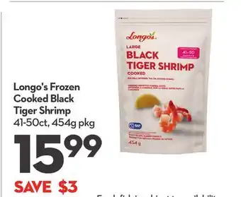 Longo's Frozen Cooked Black Tiger Shrimp offer