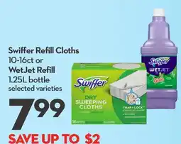 Longo's Refill Cloths 10-16ct or WetJet Refill 1.25L bottle offer