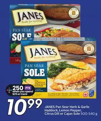 Sobeys JANES Pan Sear Herb & Garlic Haddock, Lemon Pepper, Citrus Dill or Cajun Sole offer