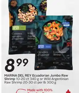 Sobeys MARINA DEL REY Ecuadorian Jumbo Raw Shrimp offer