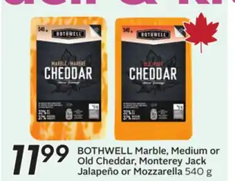 Sobeys BOTHWELL Marble, Medium or Old Cheddar, Monterey Jack Jalapeño or Mozzarella offer