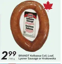 Sobeys BRANDT Kolbassa Coil, Loaf, Lyoner Sausage or Krakowska offer